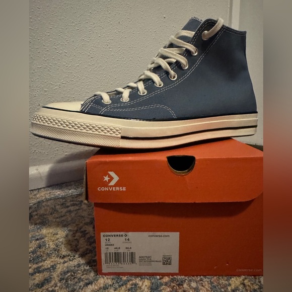 New Converse Blue High-Top Sneakers Size 12 CHUCK 70 HI DEEP WATERS/EGRET/BLACK - Picture 12 of 13